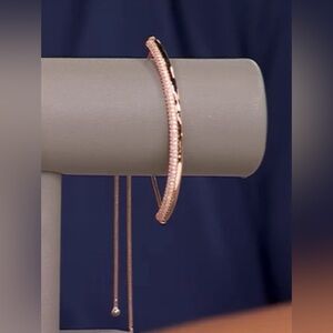 NEW - Diamonique x Kathy Levine Milano Pave Bolo Bracelet, Sterling Silver. Rose